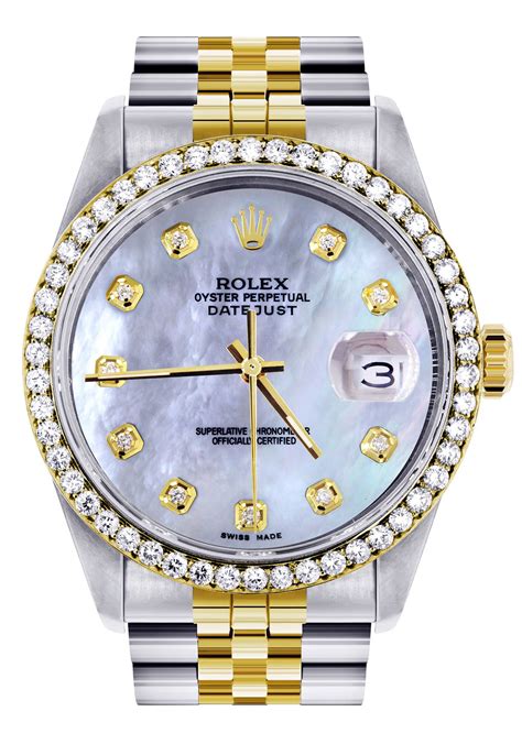 rolex mother of pearl men'|rolex datejust 36mm on wrist.